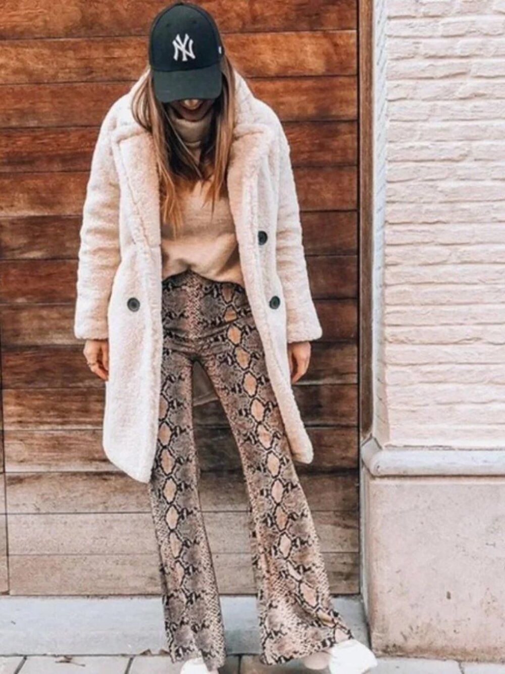 Zara Flared Brown Snakeskin Print Pants Size L - Picture 5 of 12